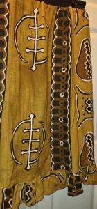 Mud cloth skirt with Adinkra symbols of West Africa